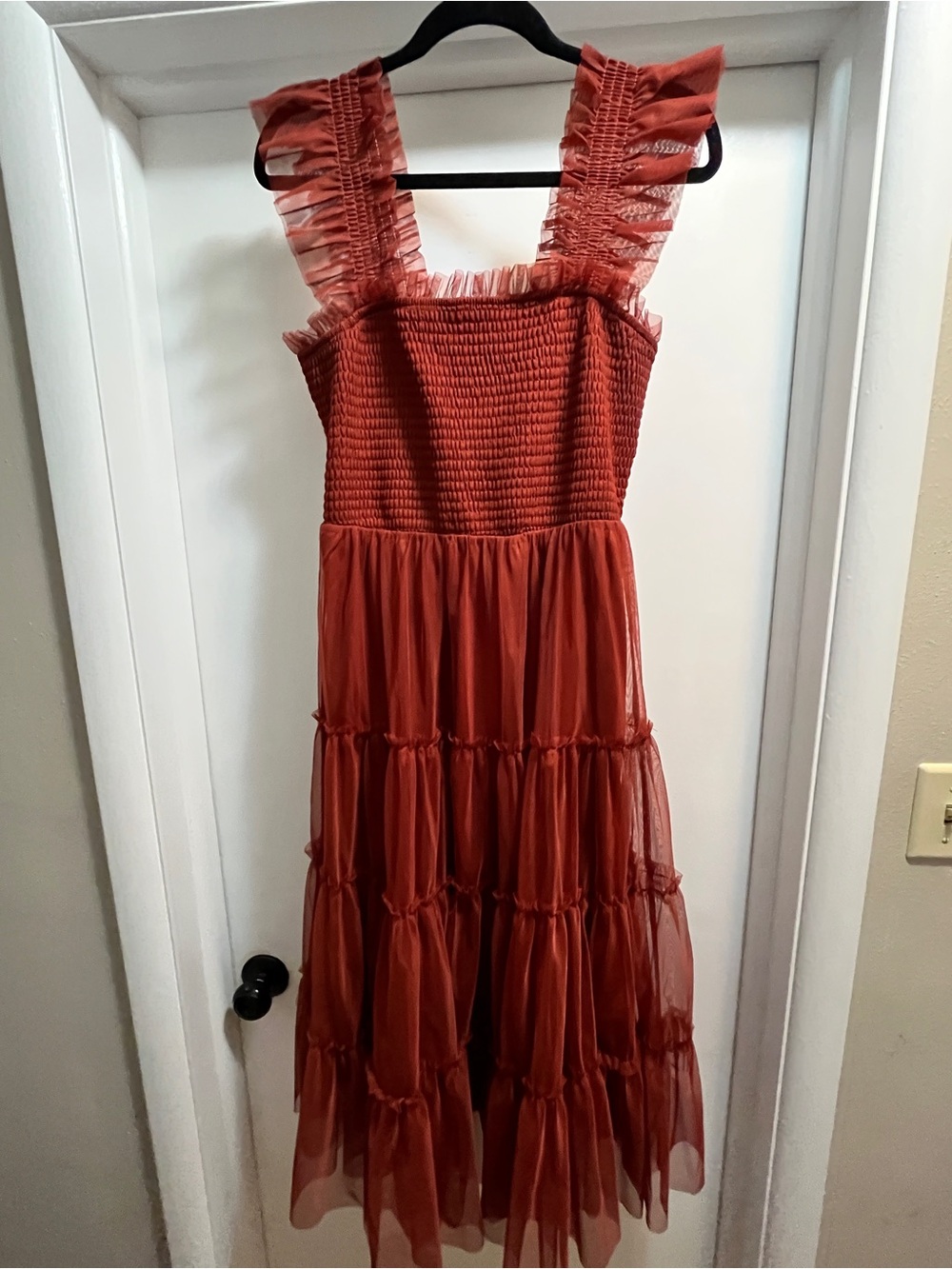 Baltic Born Rust Red Ruffled Smocked Dress
